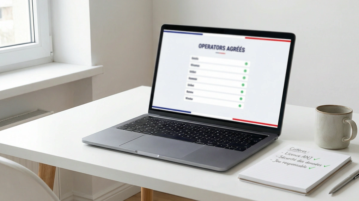 Écran d'ordinateur montrant une liste de bookmakers agréés par l'ANJ en France