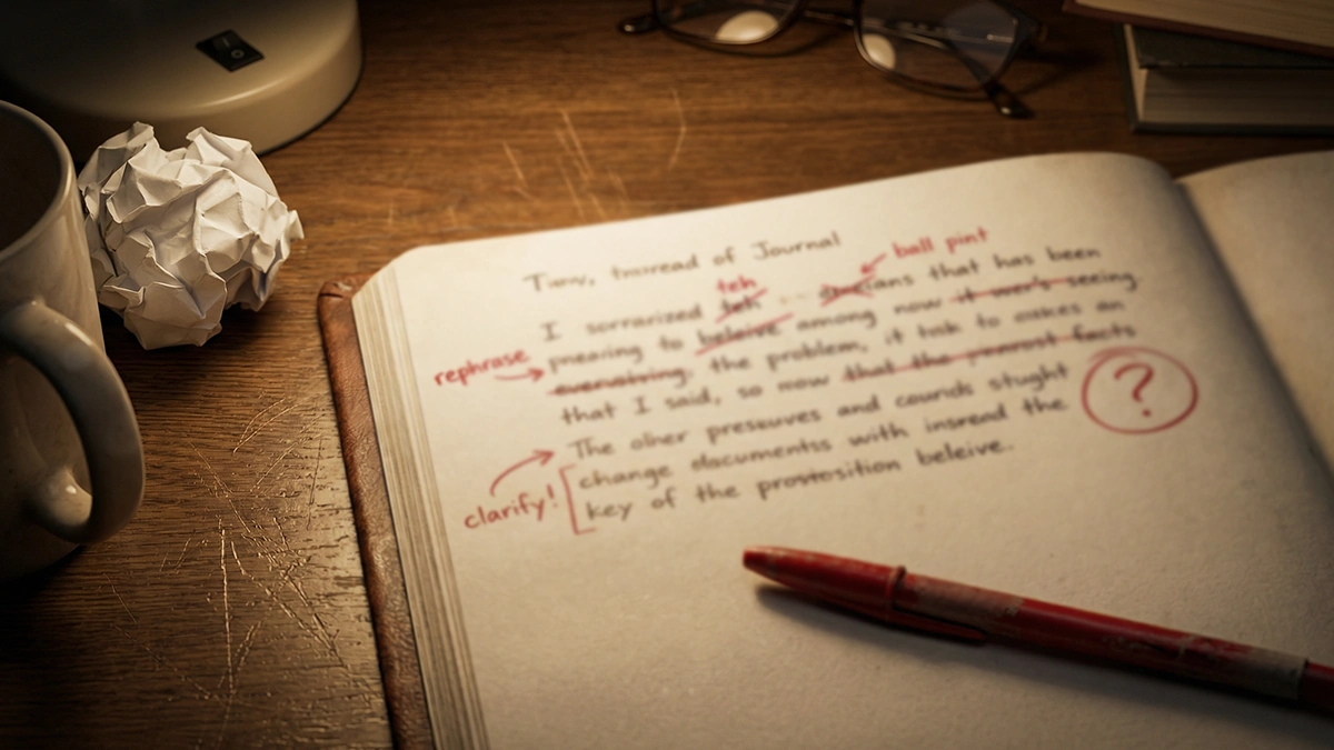 Document annoté avec des corrections au stylo rouge symbolisant les erreurs à corriger en paris sportifs