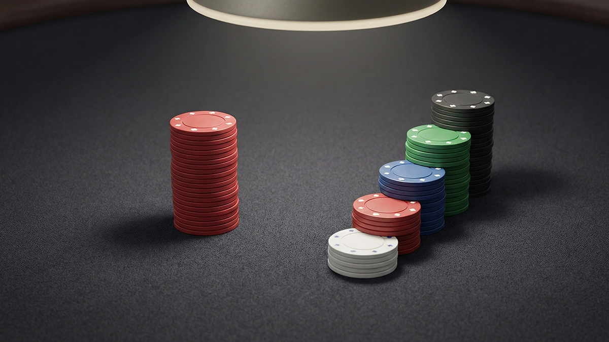 Deux colonnes de jetons de hauteurs différentes symbolisant deux stratégies de mise