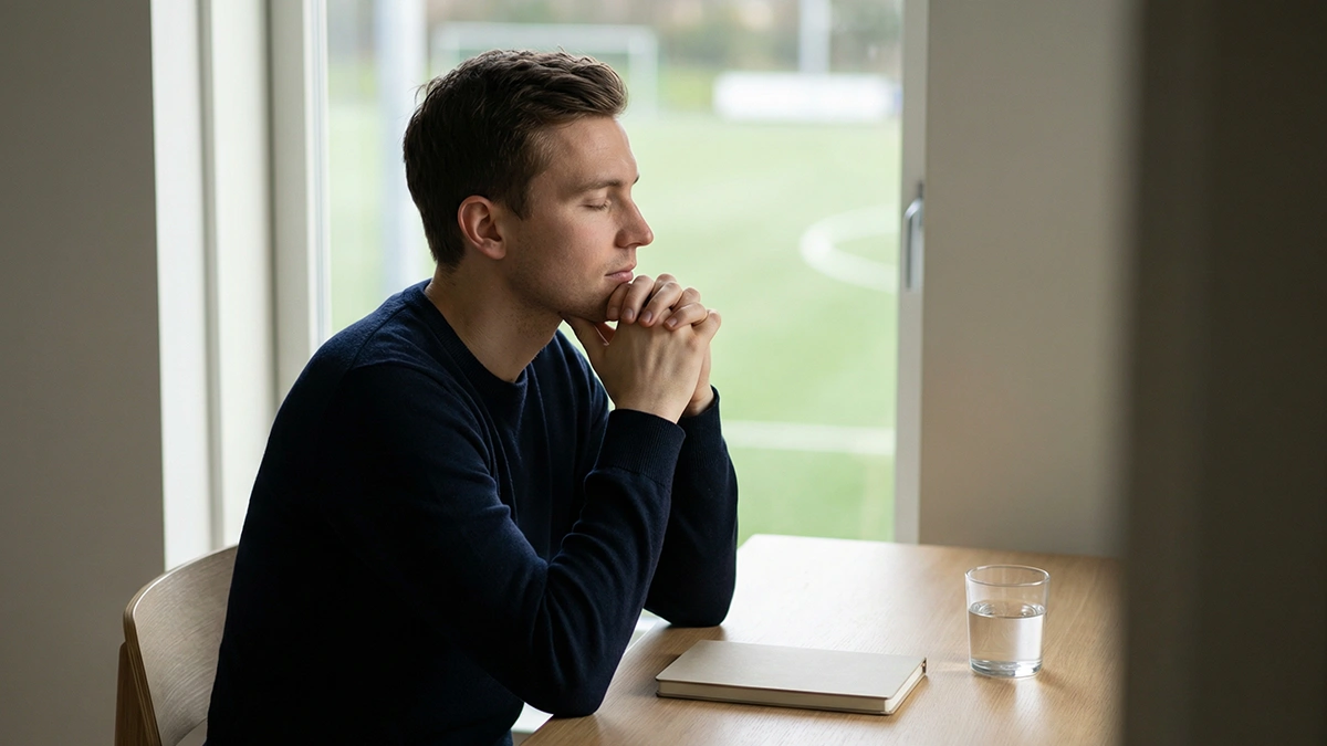 Parieur concentré qui gère ses émotions face à un match de football